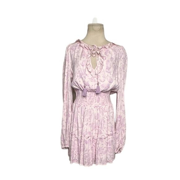 House oh Harlow 1960 pink Ajay Paisley print boho chic mini dress size small - Picture 11 of 12